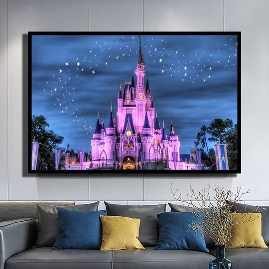 Discover Cinde Castle Poster, Disney Wall Art, Disneyland Poster, Cinde Decor, Kids Room Wall Art, Girl Bedroom Decor, Framed Canvas Art,
