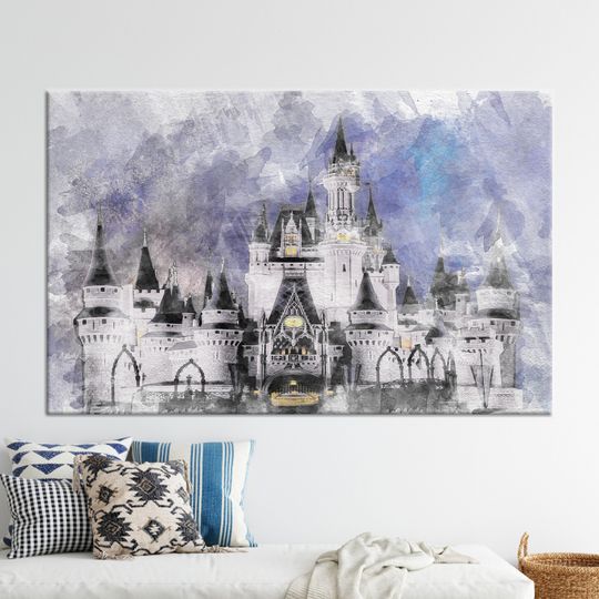 Discover 3D Wall Art, Wall Art, Large Wall Art, Cinde Castle, Disneyland Poster, Girl Canvas Print, Kids Printed, Kids Room Canvas Print,