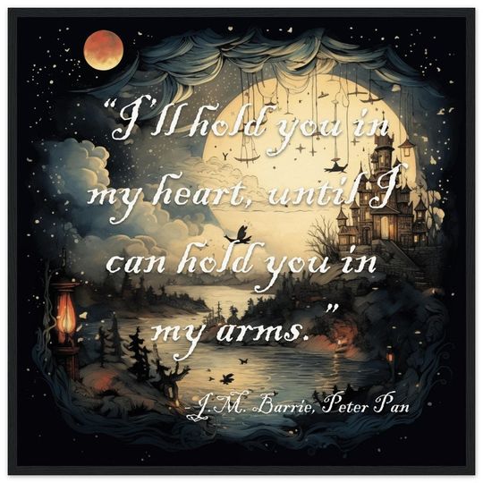 Peter Pan Framed Poster - Motivational Quote Art for Nursery Art for Kids Bedroom Wall Art Prints