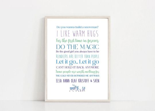 Discover Frozen Film quotes Wall Art Print