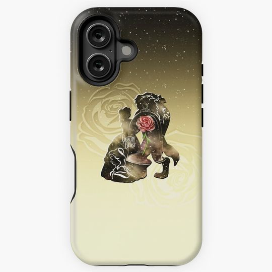 Beauty - Beast - Gold Red Rose Couple Romantic Magic Enchanted Love iPhone Case