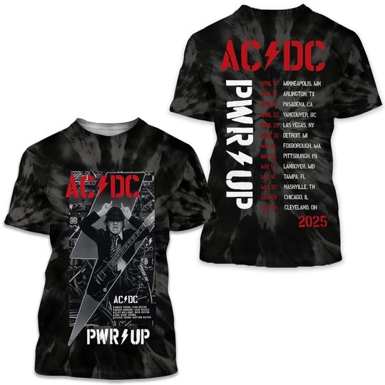 AC.DC Power Up Tour 2025 3D T-Shirt, Rock Music 3D T-Shirt, Music Tour 2025 3D T-Shirt, Pwr Up 2025 3D T-Shirt, Music Band 3D T-Shirt