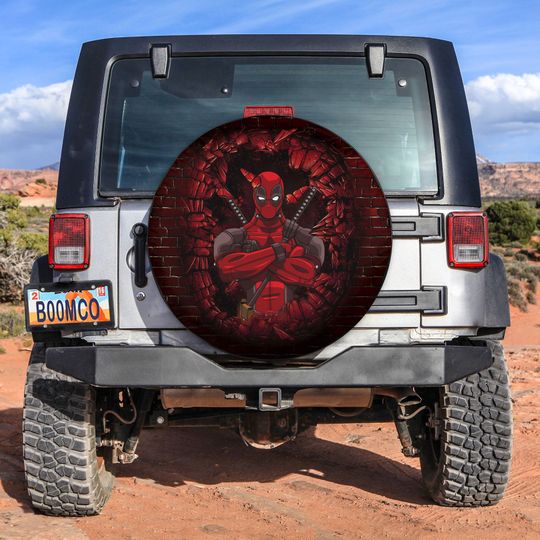 Deadpool Superhero Breaking The Wall Gift For Fans Car Spare Tire Cover