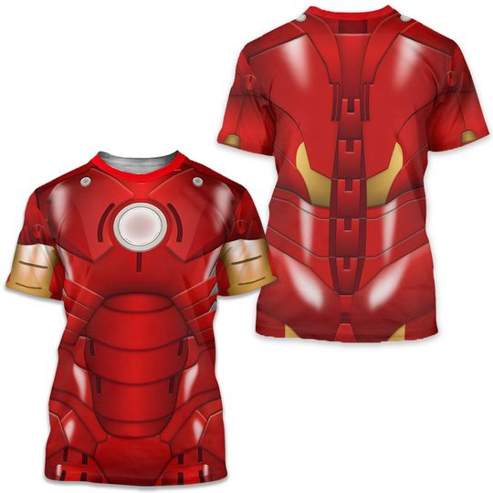 Iron Man III Armor Shirt, Iron Man Mark 3 Costume, Marvel Inspired Cosplay, Disney Avengers Campus, All Over Print Running Costume T-Shirt