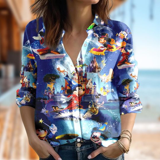 Discover Fantasy Disney Mickey Mouse Women Casual Shirt, Mickey Mouse Shirt, Cartoon Women Blouses Shirt, Summer Family Trip Gift, Magic Kingdom Tee
