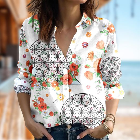 Disney Epcot Aloha Beach Shirt, Epcot Flower Summer Vacation Casual Women Shirt, Epcot Button Up Shirt, Mickey Epcot Women Blouses