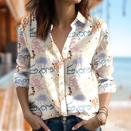 Disney Pooh And Friends Shirt, Tigger Button Up Shirt, Winnie the Pooh 3D All Over Print Shirt, Eeyore Piglet Casual Women Shirt