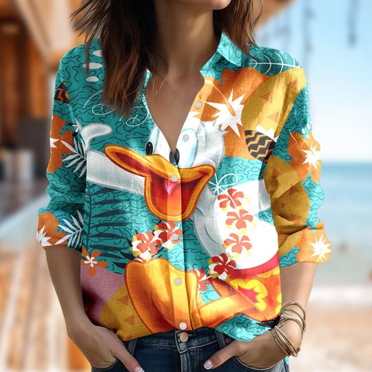 Discover Disney Donald Duck Women Shirt, Donald Duck Casual Shirt, Cartoon Shirt For Women, Magic Kingdom Women Blouses Shirt, Family Trip Tee