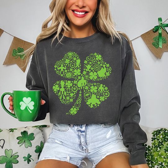 Discover Superhero Shamrock Shirt, Disney Marvel St Patrick's Day  , Four Leaf Clover Sweater, Marvel Avengers , Lucky Shamrock Sweatshirt