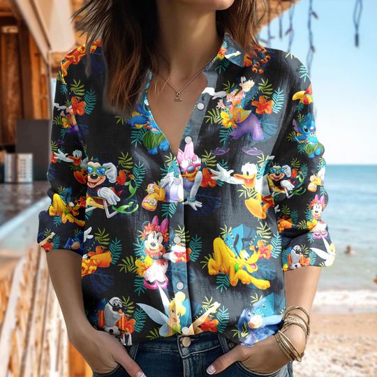 Disney Aladdin Women Casual Shirt, Genie Aladdin Women Shirt, Cartoon Women Blouses Shirt, Magic Kingdom Shirt, Aladdin Characters Gift