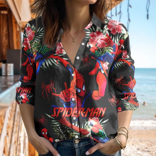 Spiderman Casual Women Shirt, Spider-Man Shirt, Superhero Women Blouses Shirt, Spider Fan Gift, Magic Kingdom Trip Shirt