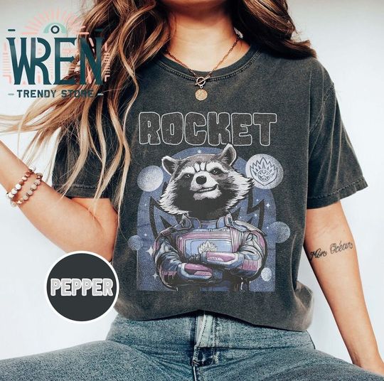 Retro Rocket Raccoon Comfort Colors Shirt, Marvel Guardians Of The Galaxy 3, 89P13 Rocket Raccoon Shirt, Marvel Fan Gift, Marvel Comic Shirt