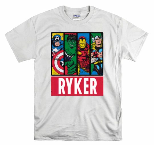 Discover Avengers Vintage Comic Superhero Birthday Gift For Son Daughter Funny Custom Name Unisex Men Women Kids Boys Girls Toddler Infant T-Shirt C5