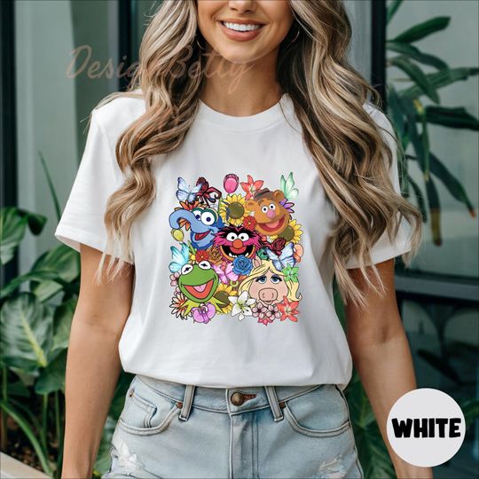 Disney The Muppets Group Floral Shirt, The Muppets Characters Shirt, K the frog, Miss Piggy, Fozzie Bear, Gonzo Tee, Disney Trip Shirt