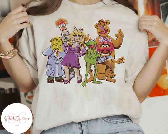 Discover Retro Disney The Muppets Show Group Shot Illustrated Shirt, WDW Magic Kingdom Holiday Unisex T-shirt Family Birthday Gift Adult Kid Toddler