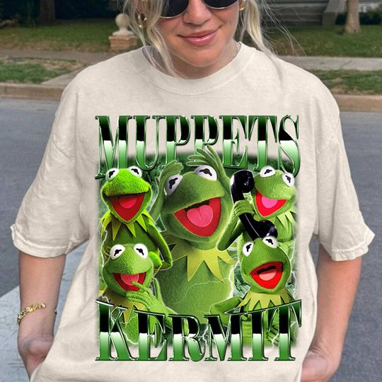 Muppets Kermit Homage Shirt, Disneyland K the frog Shirt, Vintage Kermit Green Frog Bootleg Shirt, Mupets Fan Gift