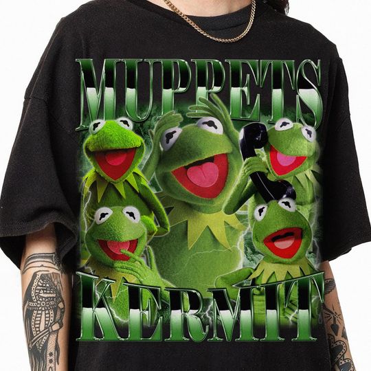 Muppets Kermit Homage Shirt, Disneyland K the frog Shirt, Vintage Kermit Green Frog Bootleg Shirt, Mupets Fan Gift