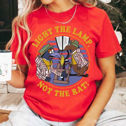 Discover Disney Light The Lamp Not The Rat Shirt, The Muppet Christmas Carol Gonzo Rizzo T-shirt, Mickey's Very Merry Xmas Party Tee, Disneyland Trip