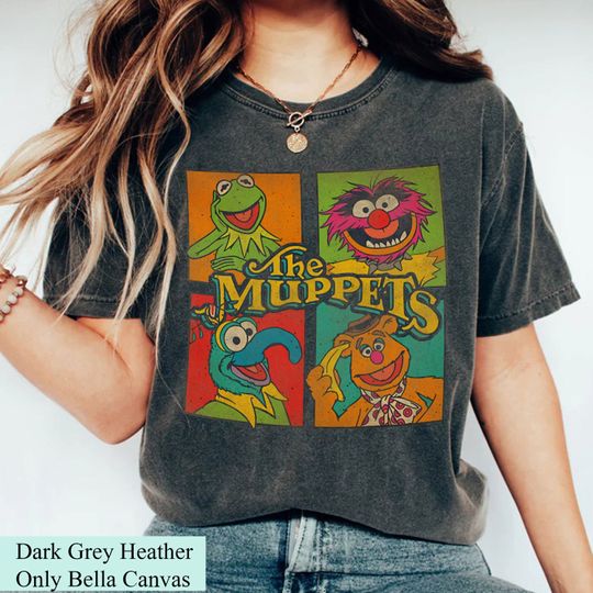Disney The Muppet Christmas Carol Characters Group Unisex T-shirt, Retro K the frog Fozzie Bear Animal Shirt Disneyland Xmas Party Gift