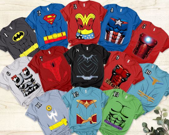 Custom Avengers Halloween Unisex T-Shirt, Superhero Cosplay Shirt, Captain America Iron Man Hulk Thor Costume Avengers Team Crew Shirt Gift