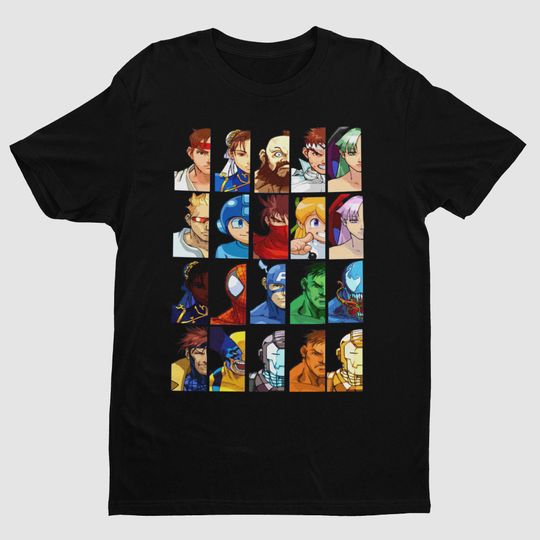 Discover MVC: Clash of Super Heroes Half Face Portraits Classic Arcade Premium Unisex T-shirt | Gifts for Him, Her, MVC Fans and Collectors