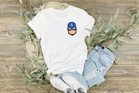Cute Captain America Pocket Design T-Shirt, Funny Captain America Shirt, Avengers T-Shirt, Marvel Universe Tee, Man Shirt Tee, Woman Shirt T