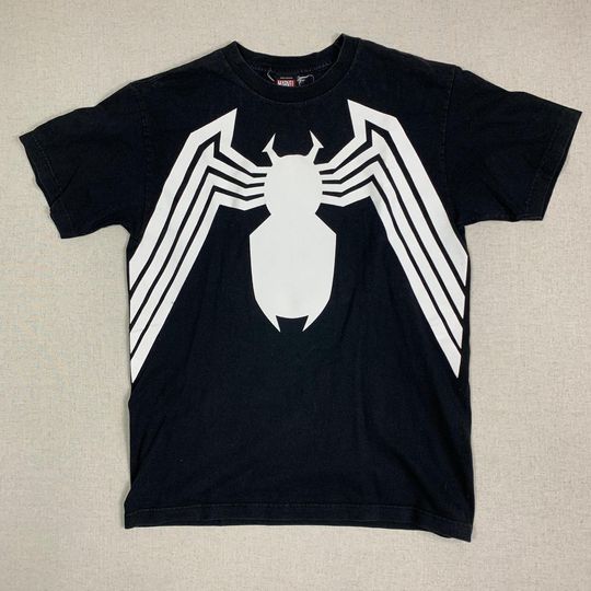 Vintage Black White Venom Spiderman AOP Marvel T-Shirt
