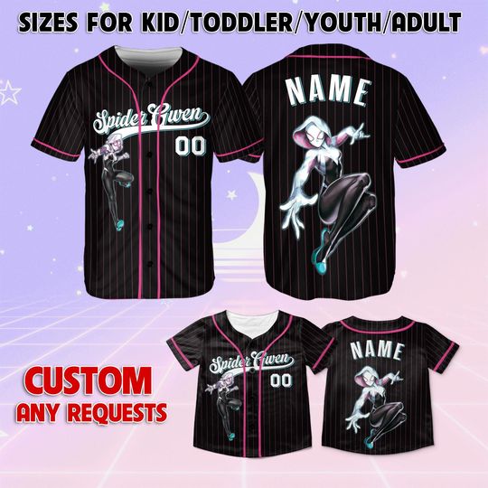Spiderman Spiderverse Spider Gwen Jersey, Marvel Stacy Gwen Kids Jersey, Across the Spider-Verse Shirt, Custom Spider Woman Jersey