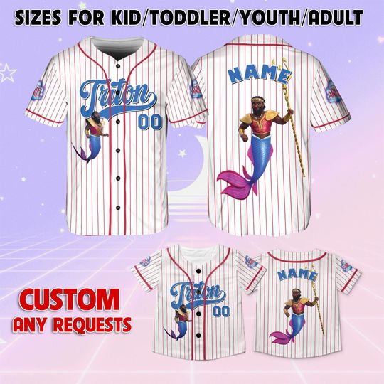 Discover Ariel Mermaid Tales Triton Baseball Jersey, Disney Triton Kids Jersey, Disney Ariel Mermaid Tales Characters Jersey,Disney Family Trip Shirt