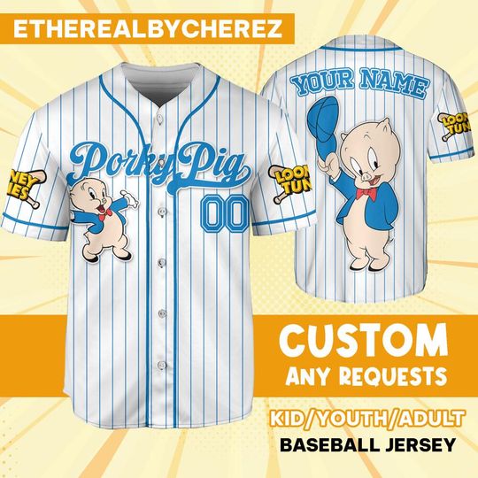 Discover Custom Looney Tune Pork Pig Simple Baseball, Cartoon Team Outfit