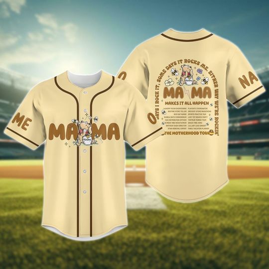 Discover Custom Winnie The Pooh Mama Baseball Jersey, Pooh Mom Bear Shirt, Disney Mama Shirt, Mommy Bear Pooh Shirt, Disneyland Mothers Day Gift