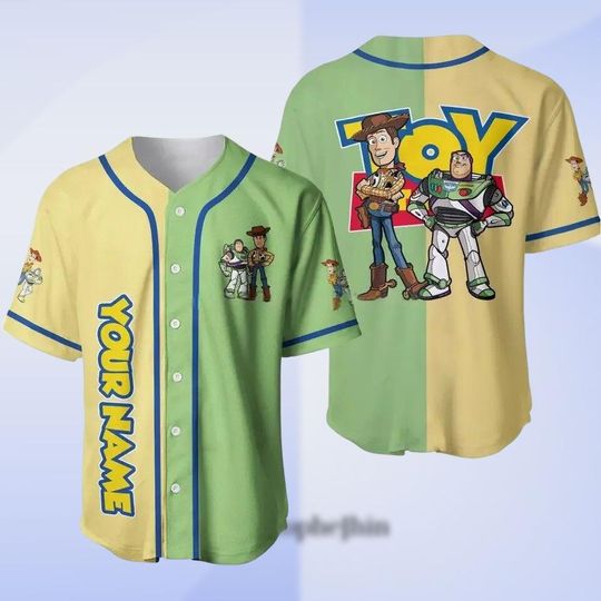 Discover Buzz and Woody Baseball Jersey, Funny Toy Story Shirt, Custom Name Disney Tee, Retro Cartoon Fan Gift, Pixar Baseball Top for Adults