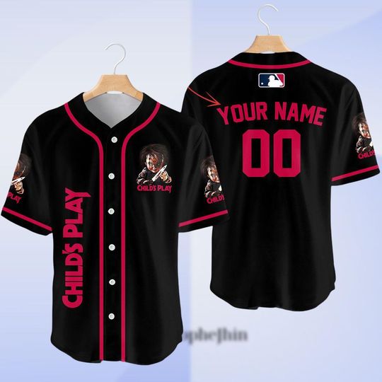 Custom Chucky Baseball Jersey, Child's Play Horror Shirt, Scary Gift for Him, Halloween Killer Doll Tee, Horror Movie Top