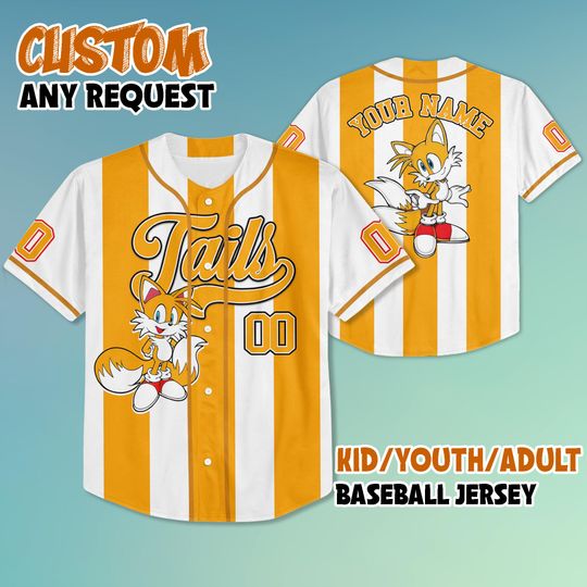 Discover Custom The Hedgehog Tails Baseball Jersey, Disney Tails Jersey Shirt, The Hedgehog Kid Youth Adult Disney Jersey