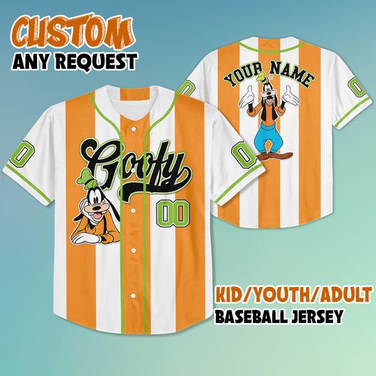 Discover Personalized Disney Goofy Baseball Jersey, Disney Goofy Jersey Shirt, Mickey and Friends Kid Youth Adult Disney Jersey