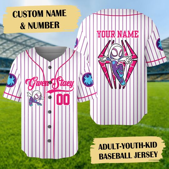 Custom Spidey and His Amazing Friends Baseball Jersey, Gwen Stacy Baseball Jersey Shirt, Spiderman Baseball Team Outfit, Gift for Spider Fan