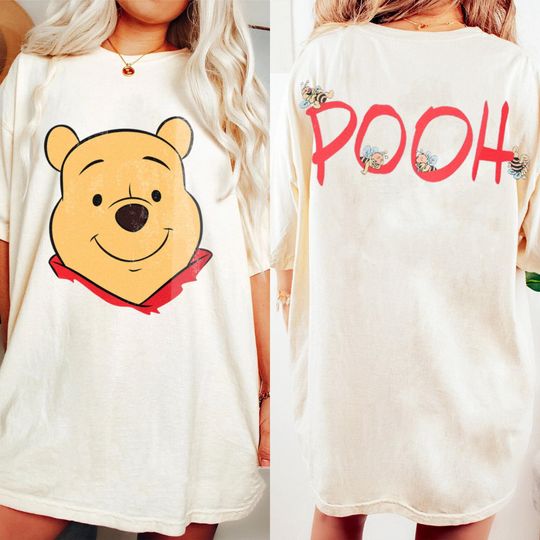 Pooh Big Face Comfort Color T-Shirt, Valentine Gift, Trending Unisex Tee, Disneyland Vacation Trip Family Gift 2025