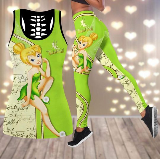 Tinker Bell Hollow Tank Top Legging Sets | Women's Day Gift