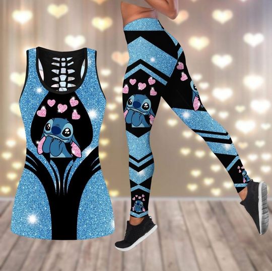 Discover Disney Stitch Hollow Tank Top Legging Sets | Women's Day Gift