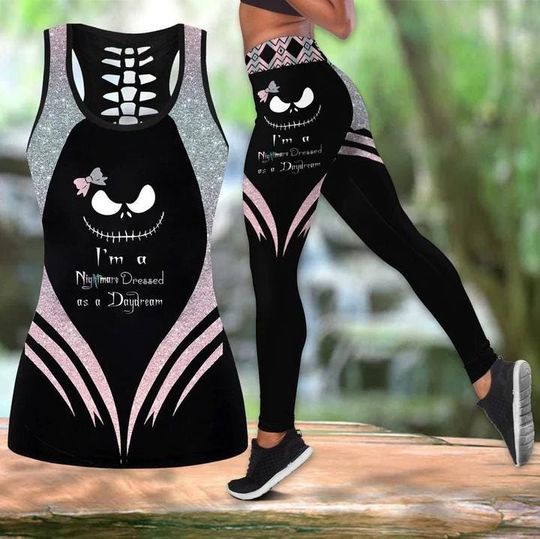 Nightmare Daydream Hollow Tank Top Or High Waist Leggings/ Nightmare Daydream Gym Set  Spooky Chic Activewear