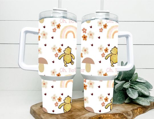 Classic Winnie The Pooh Tumbler, Pooh Bear 40oz Tumbler, Winnie The Pooh Gift, Winnie The Pooh Sublimation Tumbler, 40oz Quencher For Spring