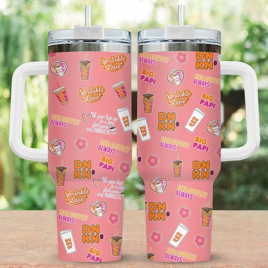 Dunkin Donuts Lovers 40oz Tumbler, Coffee Lover Coffee Cup, Just Donut Tumbler, Dunkie Junkie Steel Tumbler, Donut Coffee Tumbler Cup
