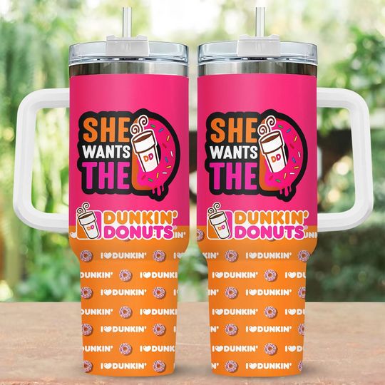 Dunkin Donuts Stainless Tumbler, Donut Coffee Tumbler, Dunkie Junkie 40oz Tumbler, Just Donut Steel Tumbler, Coffee Lover Tumbler Cup