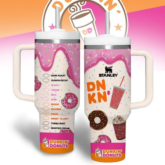 Dunkin Donuts 40oz Tumbler, Coffee Addict Stainless Tumbler, Donut Coffee Coffee Cup, Just Donut Steel Tumbler, Dunkie Junkie Tumbler