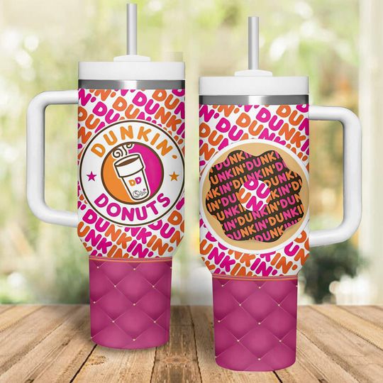Dunkin Donut 40oz Tumbler, Dunkie Junkie Coffee Tumbler, Coffee Lover Stainless Tumbler, Just Donut Steel Tumbler, Donut Coffee Tumbler