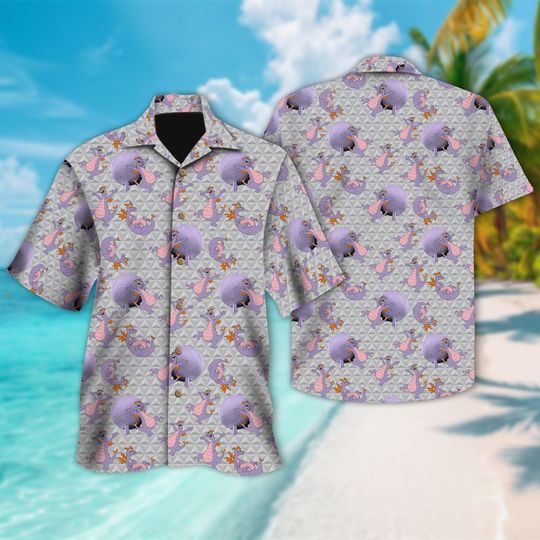 Disney Figment Button Up, Figment Epcot Hawaiian Shirt, Figment Dragon 3D All Over Print Hawaii Shirt, Birthday Gift For Kid Adult Holiday