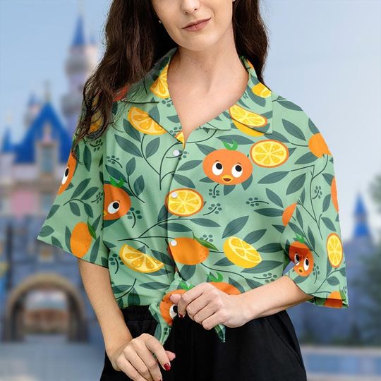 Discover Disney Orange Bird Aloha Hawaiian Shirt, Orange Bird Summer Vacation Shirt, Orange Bird Button Down Short Sleeve Shirt, Magic Kingdom Gift