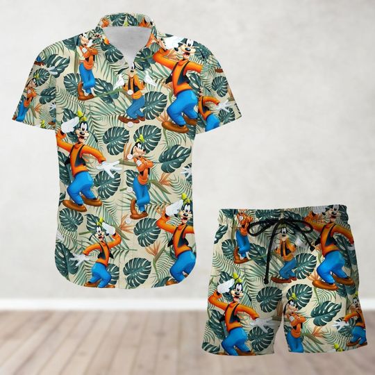 Goofy Button Shirt And Shorts, Winnie The Pooh Hawaiian Shirt, Beach Shorts, Disneyworld Shirt, Disneyland Shirt, Disney Vacation Shirt