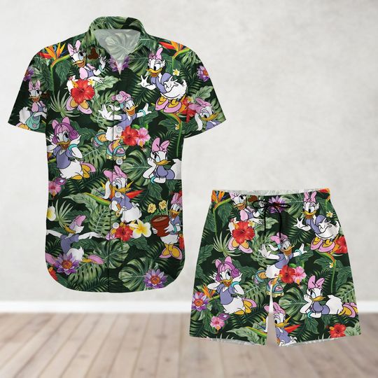 Daisy Duck Button Shirt And Shorts, Magic Kingdom Hawaii Shirt, Disney Girls Trip, Disneyland Fairy Summer Shirt, Disney Gift For Her