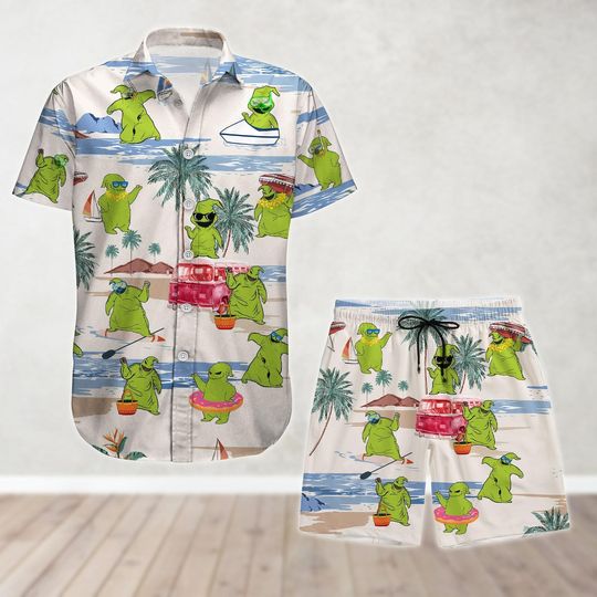 Oogie Boogie Button Shirt And Shorts, Nightmare Before Christmas Shirt, Jack Skellington Summer Beach Shirt,Disney Movie Tropical Shirt